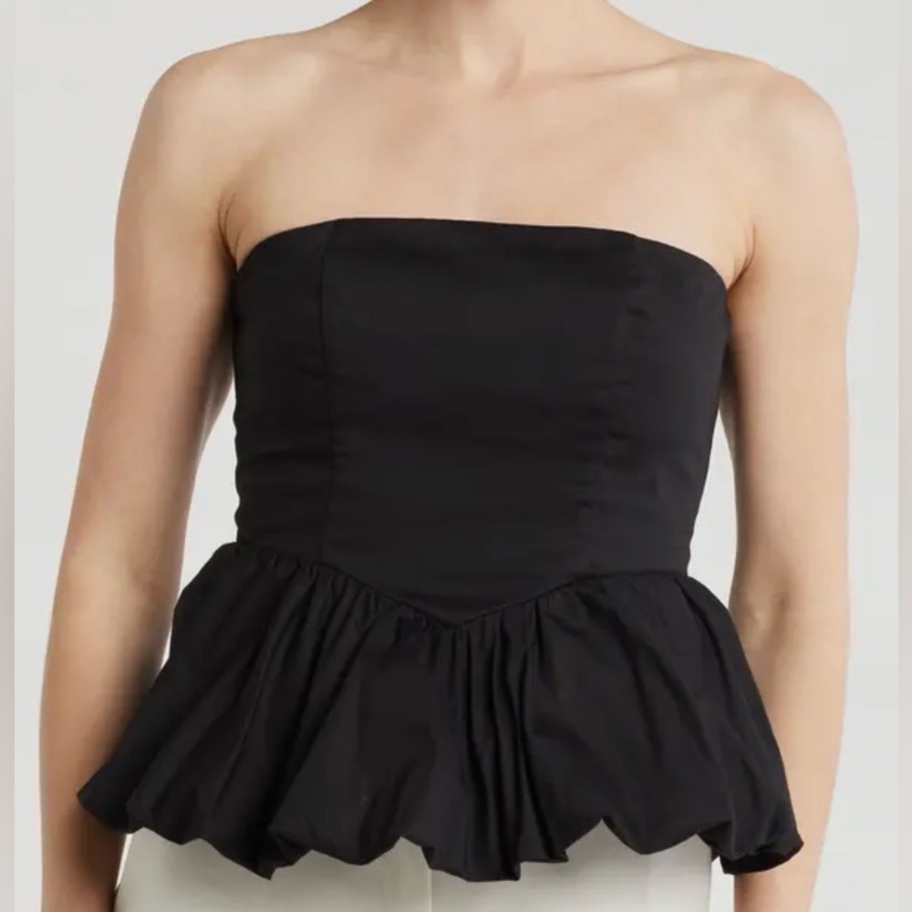 Leith Black Strapless Corset Bubble Hem Top